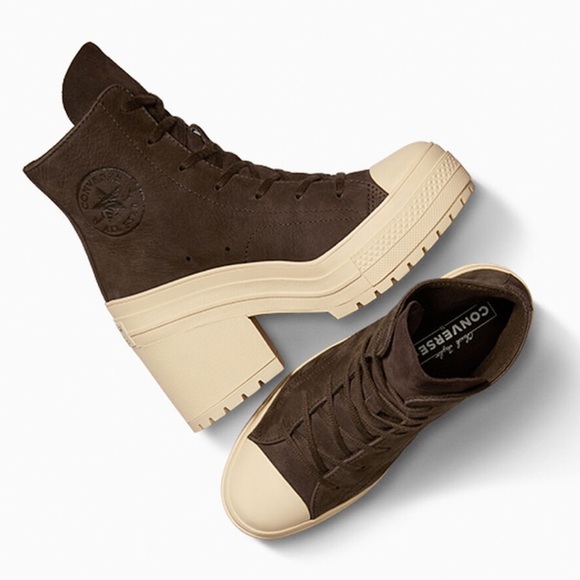 Chuck 70 De Luxe Chunky Heel Platform High Top Sneakers In Coffee Break NWOT 9.5 - Picture 2 of 16